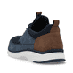 Blaue Rieker Herren Slipper 19550-14 mit einem Gummizug sowie Komfortweite G 1/2. Schuh von hinten.