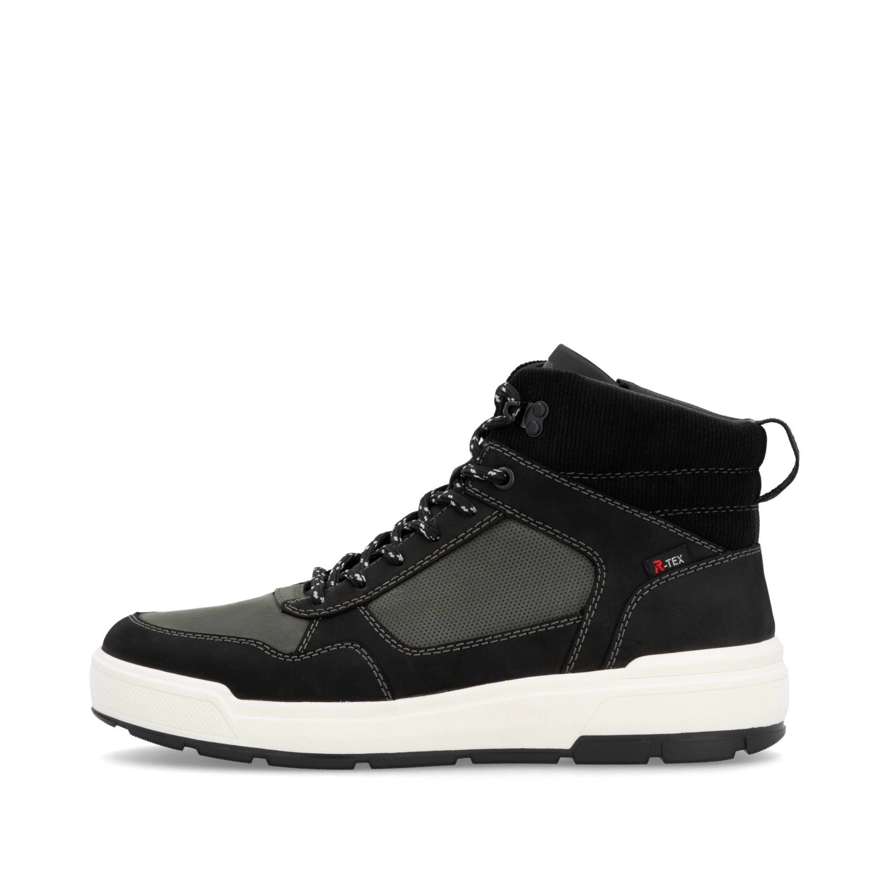 Baskets montantes Rieker noires homme U0073-00 avec membrane RiekerTEX. Côté extérieur de la chaussure.