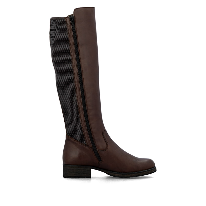 Bottes cuissardes Rieker marron pour femme Z9591-27 en cuir lisse. Intérieur de la chaussure.