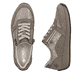 Baskets basses Rieker beiges pour femme N1100-62 avec fermeture éclair. Chaussure vue de dessus, couchée.