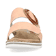 Orangene Rieker Damen Pantoletten V0692-38 mit einem Klettverschluss. Schuh von vorne.