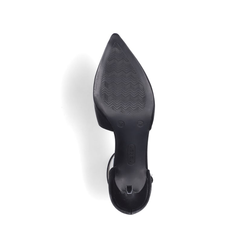 Schwarze Rieker Pumps 41153-00 mit einer griffigen Sohle. Schuh Laufsohle.