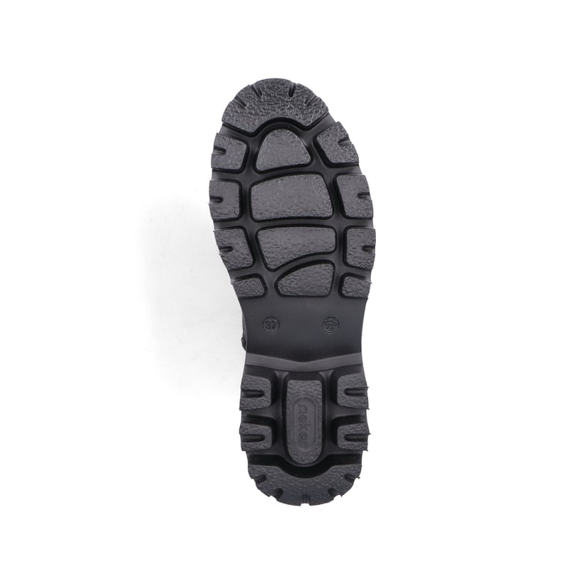 Bottes Chelseas Rieker noires pour femme Y3380-00 avec fermeture éclair. Semelle extérieure de la chaussure.