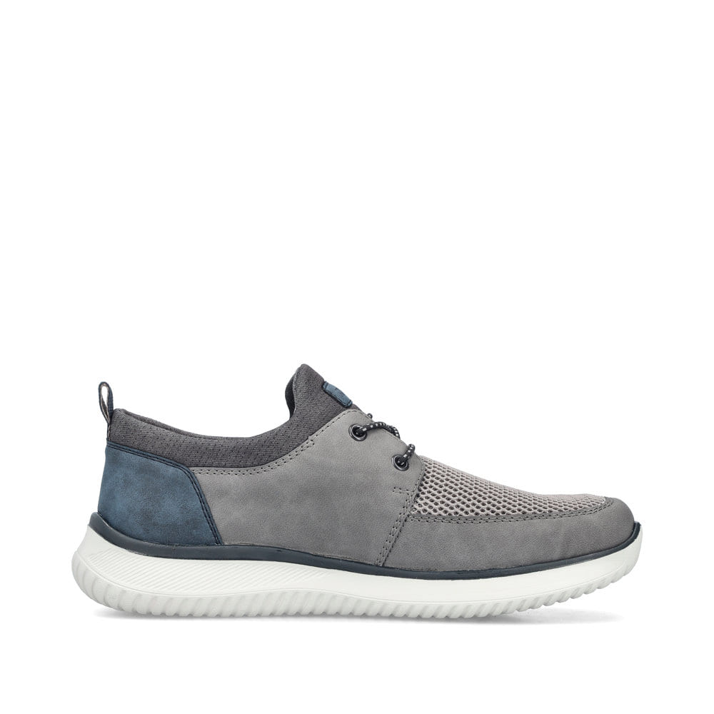Mocassins Rieker gris pour homme B9643-42 avec bande élastique. Côté intérieur de la chaussure.