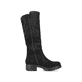 Tiefschwarze Rieker Damen Hochschaftstiefel 76890-00 mit einer robusten Profilsohle. Schuh Innenseite