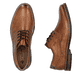 Braune Rieker Herren Schnürschuhe 13523-24 mit modernen Ziernähten. Schuh von oben, liegend.