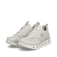 Mocassins Rieker beiges végan pour femmes M6078-60 avec bande élastique. Chaussures inclinées sur le côté.