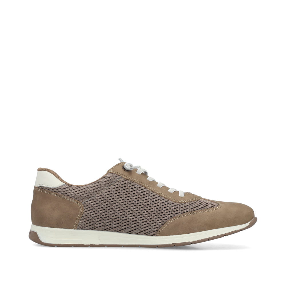 Beige Rieker Herren Slipper 11960-64 mit einem Gummizug sowie der Komfortweite G. Schuh Innenseite.