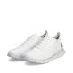 Weiße Rieker Damen Schnürschuhe 54020-80 mit einer herausnehmbaren Einlegesohle. Schuhpaar seitlich schräg.