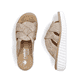 Beige Rieker Damen Pantoletten 63280-64 mit der Extraweite H. Schuh von oben, liegend.