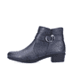 Schieferblaue Rieker Damen Stiefeletten Y0775-14 mit Reißverschluss sowie Blockabsatz. Schuh Außenseite