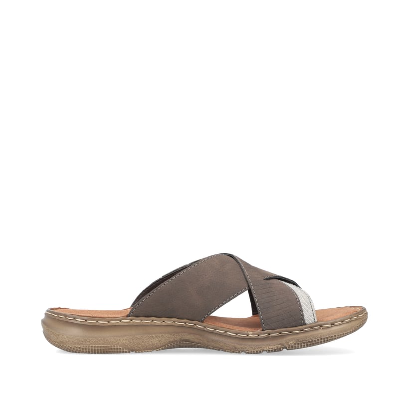 Braune Rieker Herren Pantoletten 21491-25 mit der Komfortweite G 1/2. Schuh Innenseite.