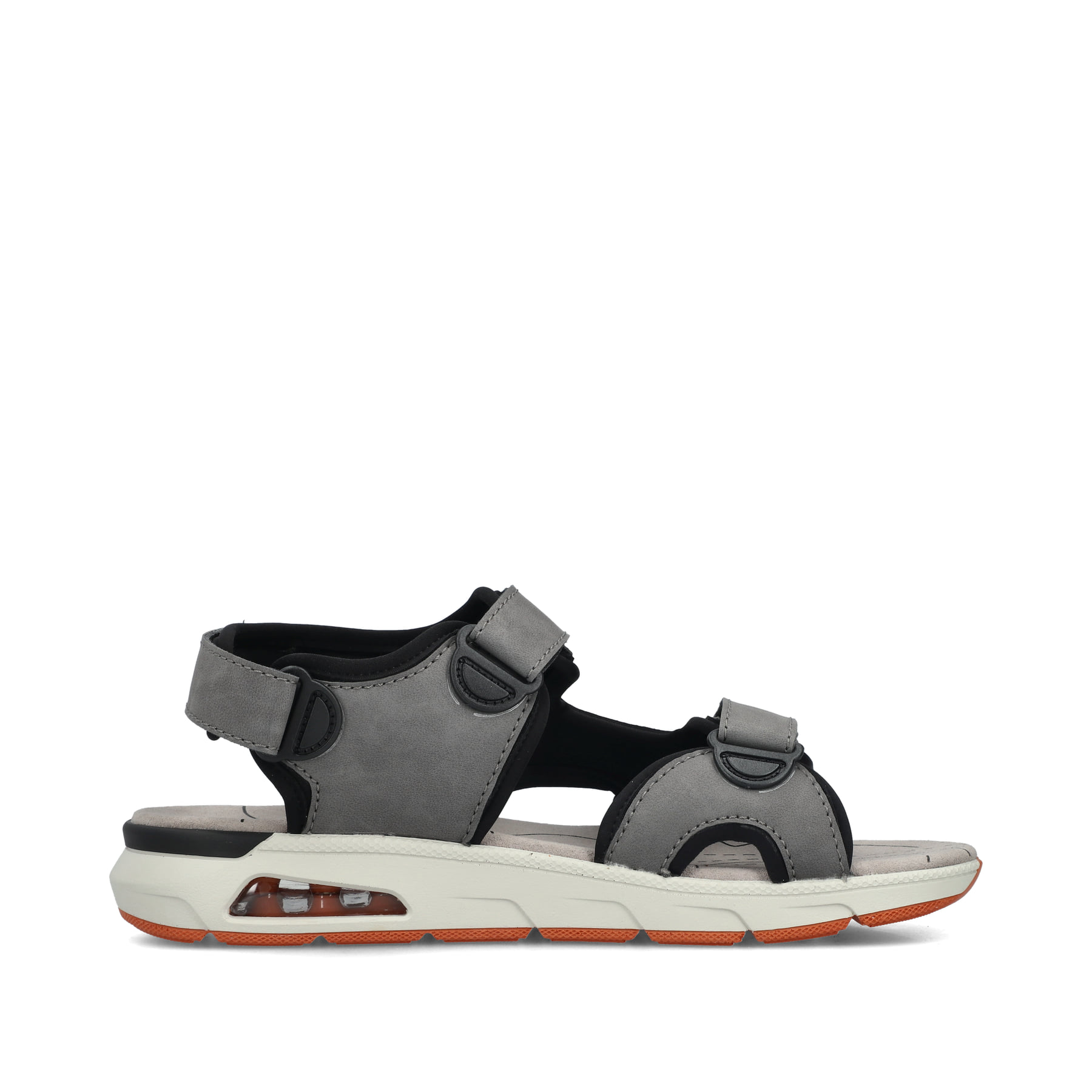 Graue Rieker Herren Trekkingsandalen 29151-42 mit Rieker Air Sohlenfenster. Schuh Innenseite.