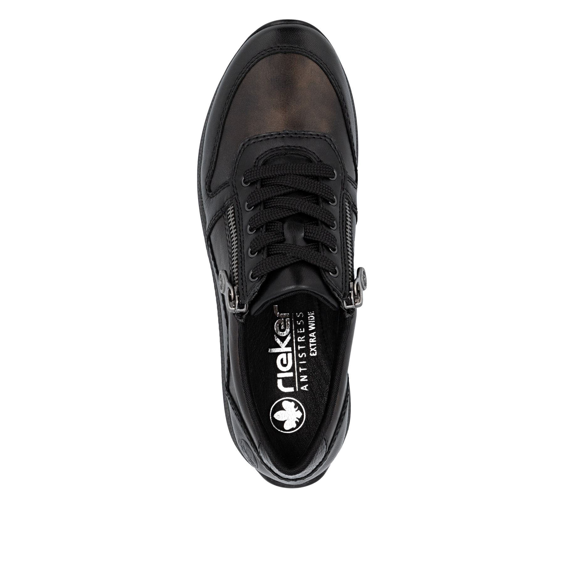 Baskets basses Rieker marron pour femme N1100-25 en cuir lisse. Semelle extérieure de la chaussure.