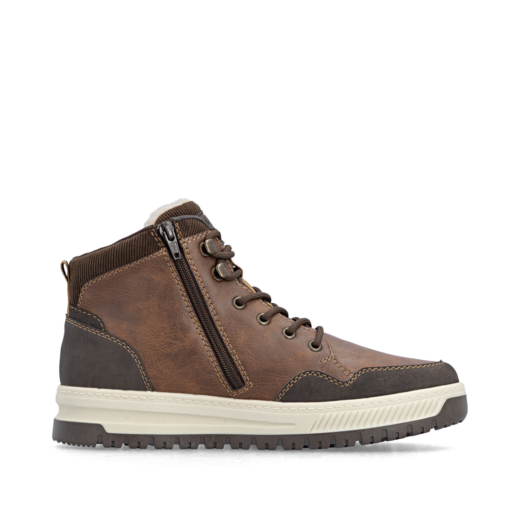 Braune Rieker Herren Schnürstiefel 38504-25 mit wasserabweisender TEX-Membran. Schuh Innenseite.