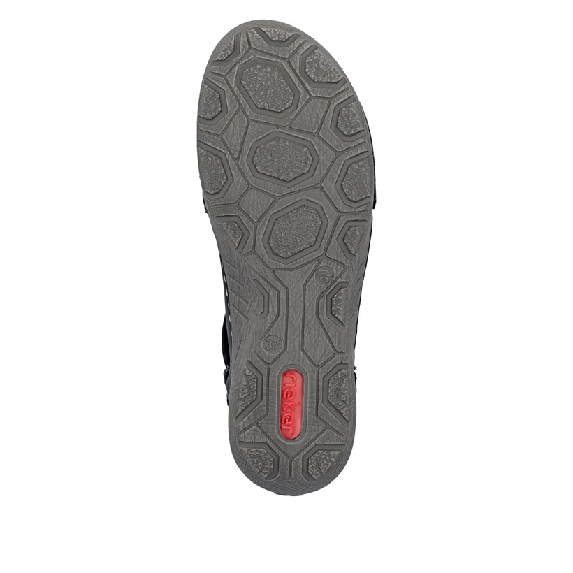 Schwarze Rieker Damen Kurzstiefel 72581-00 mit einem Reißverschluss. Schuh Laufsohle.
