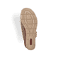 Beige Rieker Keilsandaletten 63791-60 mit dekorativer Blume sowie Reißverschluss. Schuh Laufsohle.
