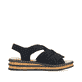 Schwarze Rieker Keilsandaletten 62908-00 mit einem Gummizug. Schuh Innenseite.