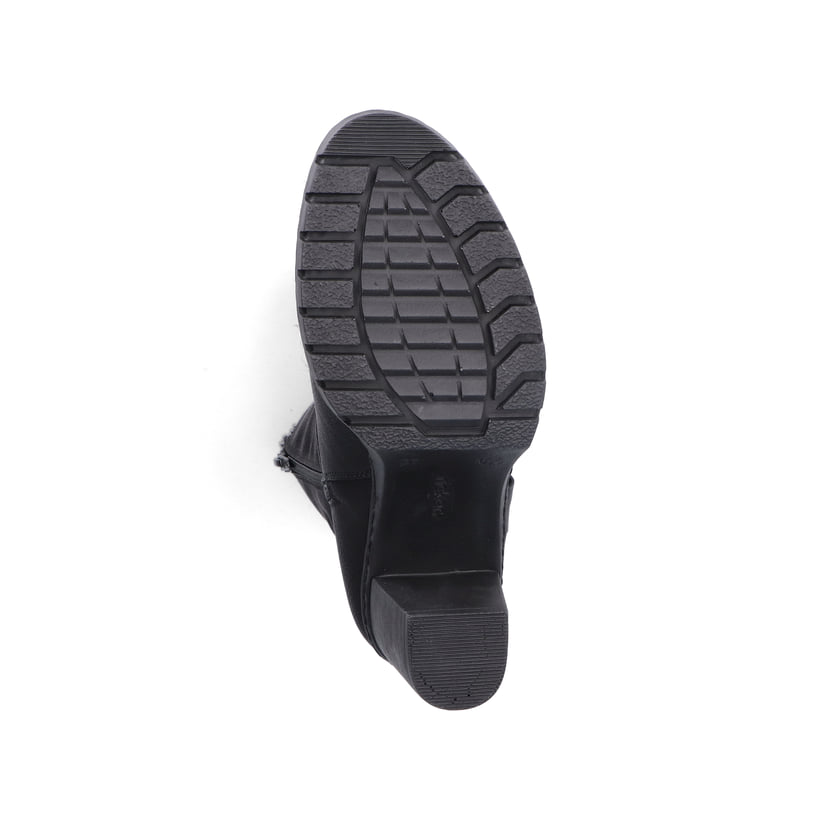 Bottines Rieker noires pour femme Y2582-00 avec fermeture éclair. Semelle extérieure de la chaussure.