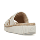 Beige Rieker Damen Pantoletten 69278-60 mit Schmuckelementen sowie Extraweite H. Schuh von hinten.