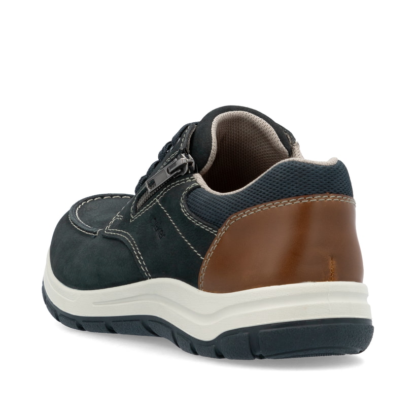 Blaue Rieker Herren Schnürschuhe 03603-14 mit moderner Spannnaht. Schuh von hinten.
