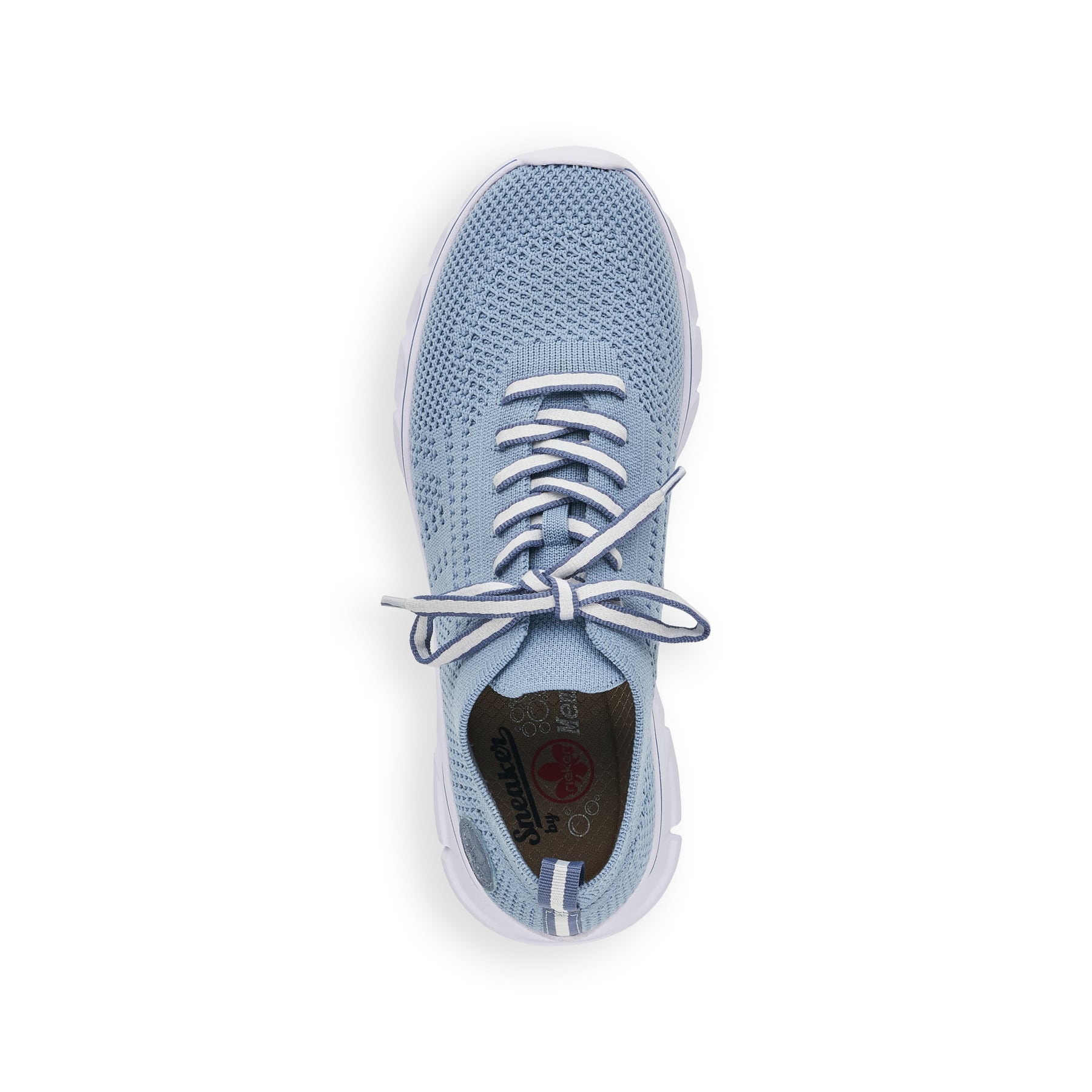 Blaue Rieker Damen Sneaker Low 54020-12 mit ultra leichter und flexibler Sohle. Schuh von oben.