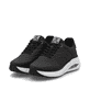 Schwarze vegane Rieker Damen Sneaker Low W2700-00 mit einer Schnürung. Schuhpaar seitlich schräg.