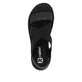 Schwarze Rieker Damen Riemchensandalen W3053-00 mit einem Gummizug. Schuh von oben.