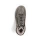 Dunkelgrüne Rieker Damen Schnürstiefel 72322-54 mit einem Reißverschluss. Schuh von oben.