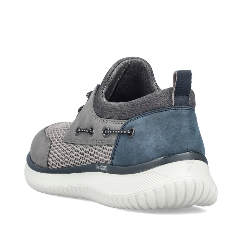 Mocassins Rieker gris pour homme B9643-42 avec bande élastique. Chaussure vue de l'arrière.
