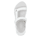 Weiße vegane Rieker Damen Trekkingsandalen W3151-80 mit einem Klettverschluss. Schuh von oben.