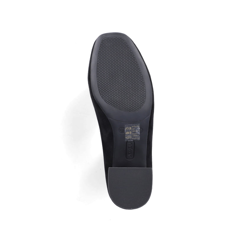 Schwarze Rieker Pumps 44767-00 mit einer griffigen Sohle. Schuh Laufsohle.
