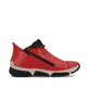 Rot-schwarze Rieker Damen Kurzstiefel 45983-33 mit einem Reißverschluss. Schuh Innenseite.
