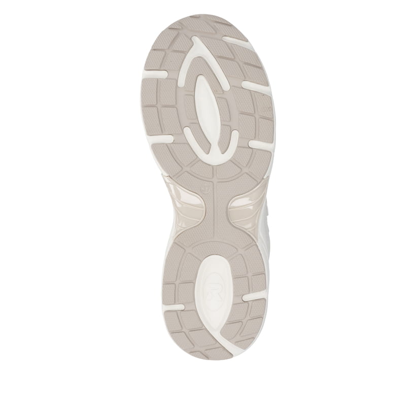 Weisse Rieker Sport Damen Sneaker Low W4201-80. Schuh Laufsohle.