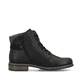 Asphaltschwarze Rieker Damen Schnürstiefel 71222-01 mit Schnürung und Reißverschluss. Schuh Innenseite