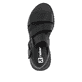 Schwarze Rieker Damen Riemchensandalen W2950-00 mit einem Klettverschluss. Schuh von oben.