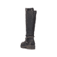 
Tiefschwarze Rieker Damen Hochschaftstiefel Z4774-00 mit einer robusten Profilsohle. Schuh von hinten