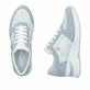 Weiße Rieker Damen Schnürschuhe N9305-80 aus Rauleder mit einem Reißverschluss. Schuh von oben, liegend.