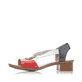 Rote Rieker Riemchensandaletten 62662-35 mit einem Gummizug. Schuh Außenseite.