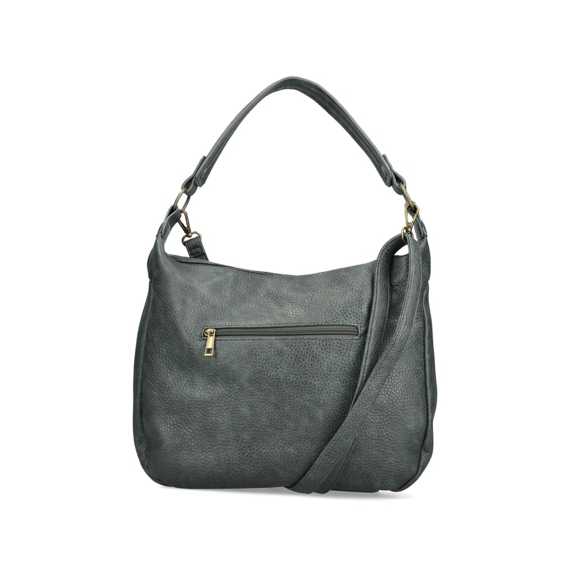 Rieker Umhängetasche H1016-54 in Grün mit Reißverschluss sowie Außen- und Innenfächern. Rückseite.