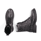 Graue vegane Rieker Damen Biker Boots 73210-42 mit Leo-Print. Schuh von oben, liegend.