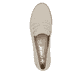 Beige Rieker Damen Loafer 45300-62 mit Gummizug sowie schmaler Passform E 1/2. Schuh von oben.