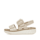 Beige Rieker Keilsandaletten 69260-60 mit trendiger Schnalle. Schuh Außenseite.