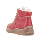 Erdbeerrote Rieker Damen Schnürstiefel Y8412-33 mit hellen Ziernähten. Schuh von oben.