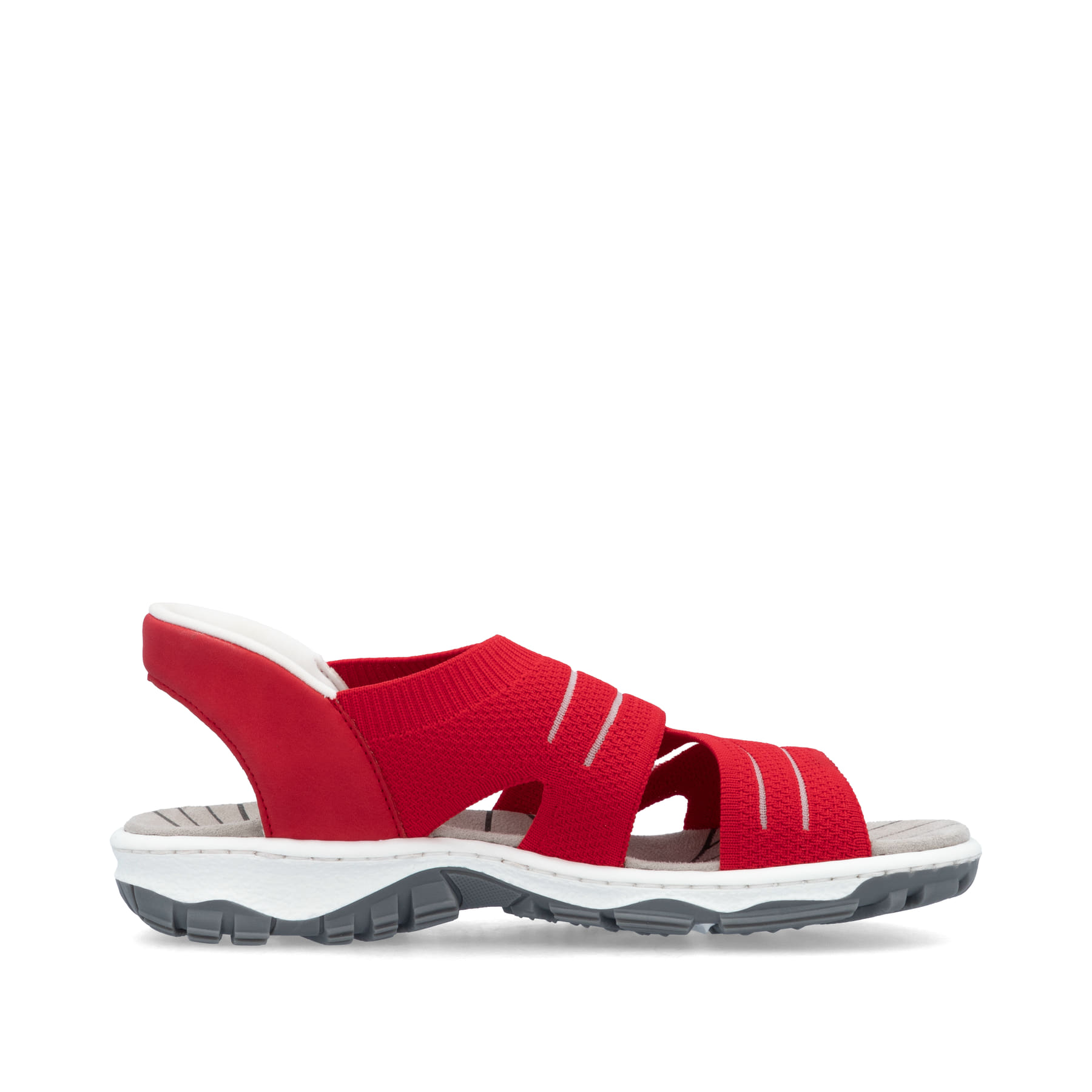 Rote vegane Rieker Damen Trekkingsandalen 68895-33 mit Ready2GO Slip-in Funktion. Schuh Innenseite.
