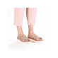 Beige Rieker Damen Pantoletten 63280-64 mit der Extraweite H. Schuh am Fuß.