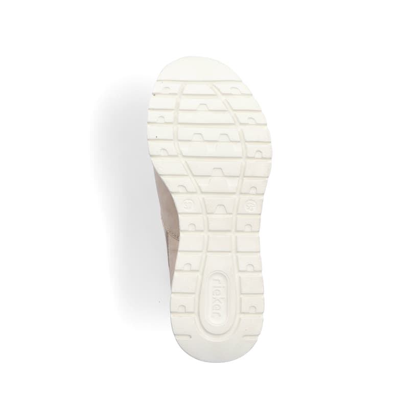 Baskets basses Rieker beiges femme M6053-62 avec col de tige élastique. Semelle extérieure de la chaussure.