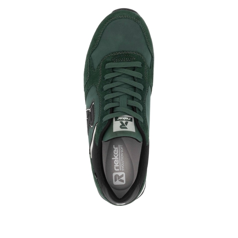Grüne Rieker Herren Sneaker Low U0309-54 mit wasserabweisender Nano-Beschichtung. Schuh von oben.