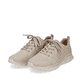 Weiße vegane Rieker Damen Sneaker Low 54022-80 mit einer Schnürung. Schuhpaar seitlich schräg.