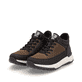 Braune Rieker Herren Schnürstiefel U0173-22 mit wasserabweisender TEX-Membran. Schuhpaar seitlich schräg.
